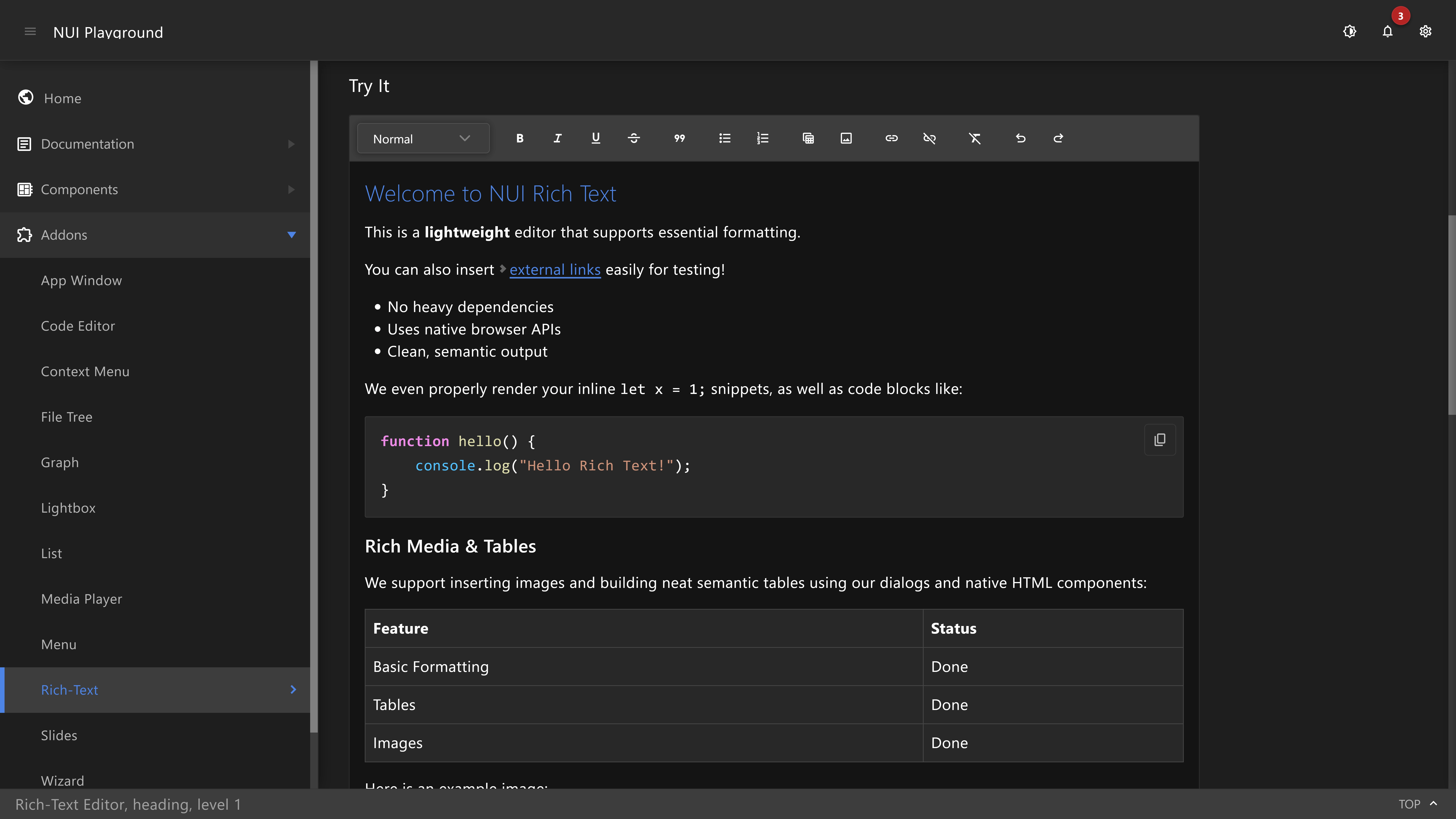 Der Rich-Text-Editor
